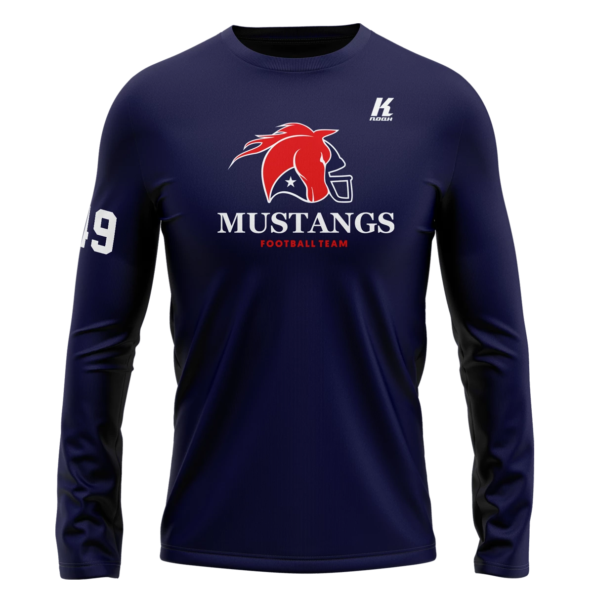 Mustangs Longsleeve Cotton Tee Essential with Playernumber/Initials