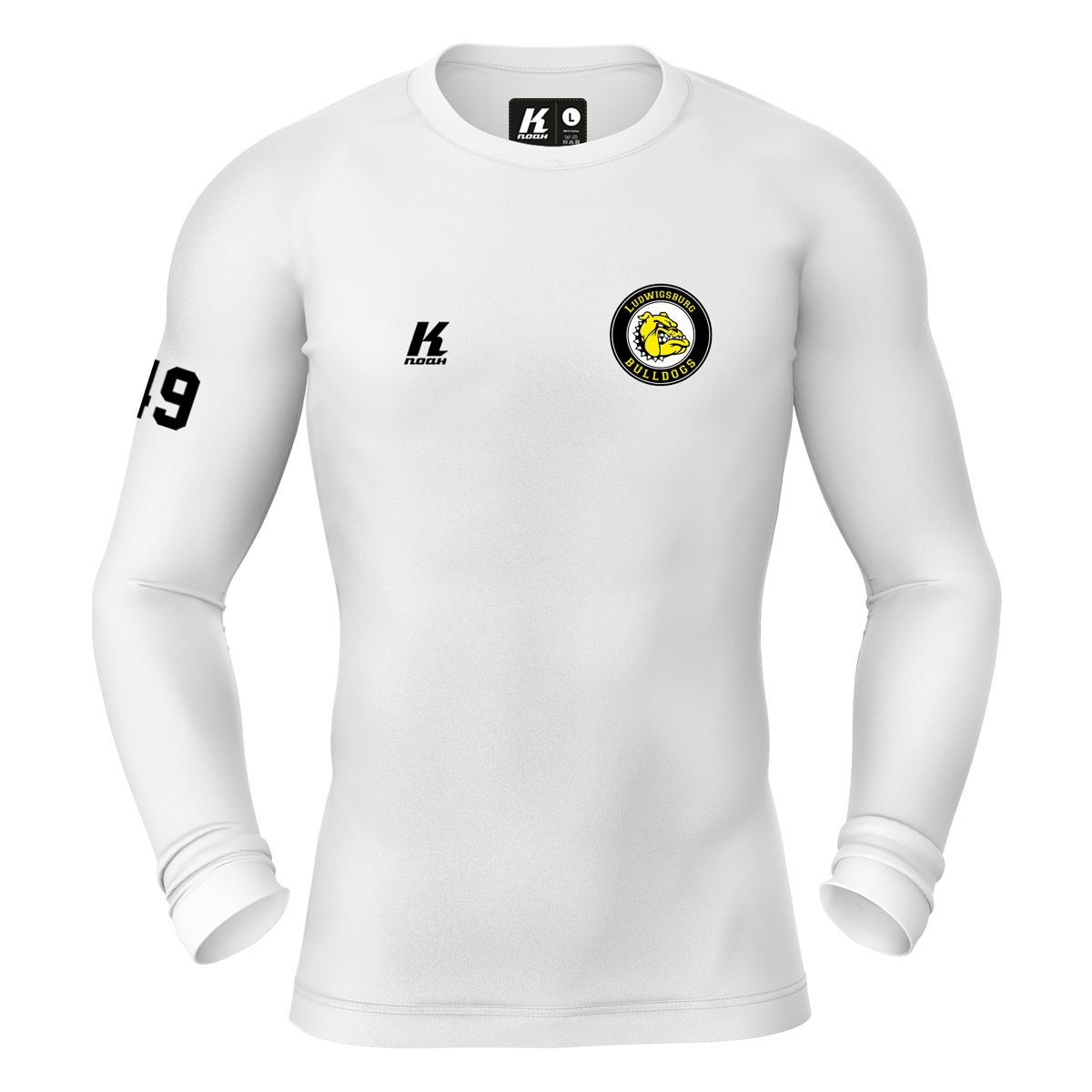 Rebels K.Tech Compression Longsleeve Shirt white with Playernumber/Initials