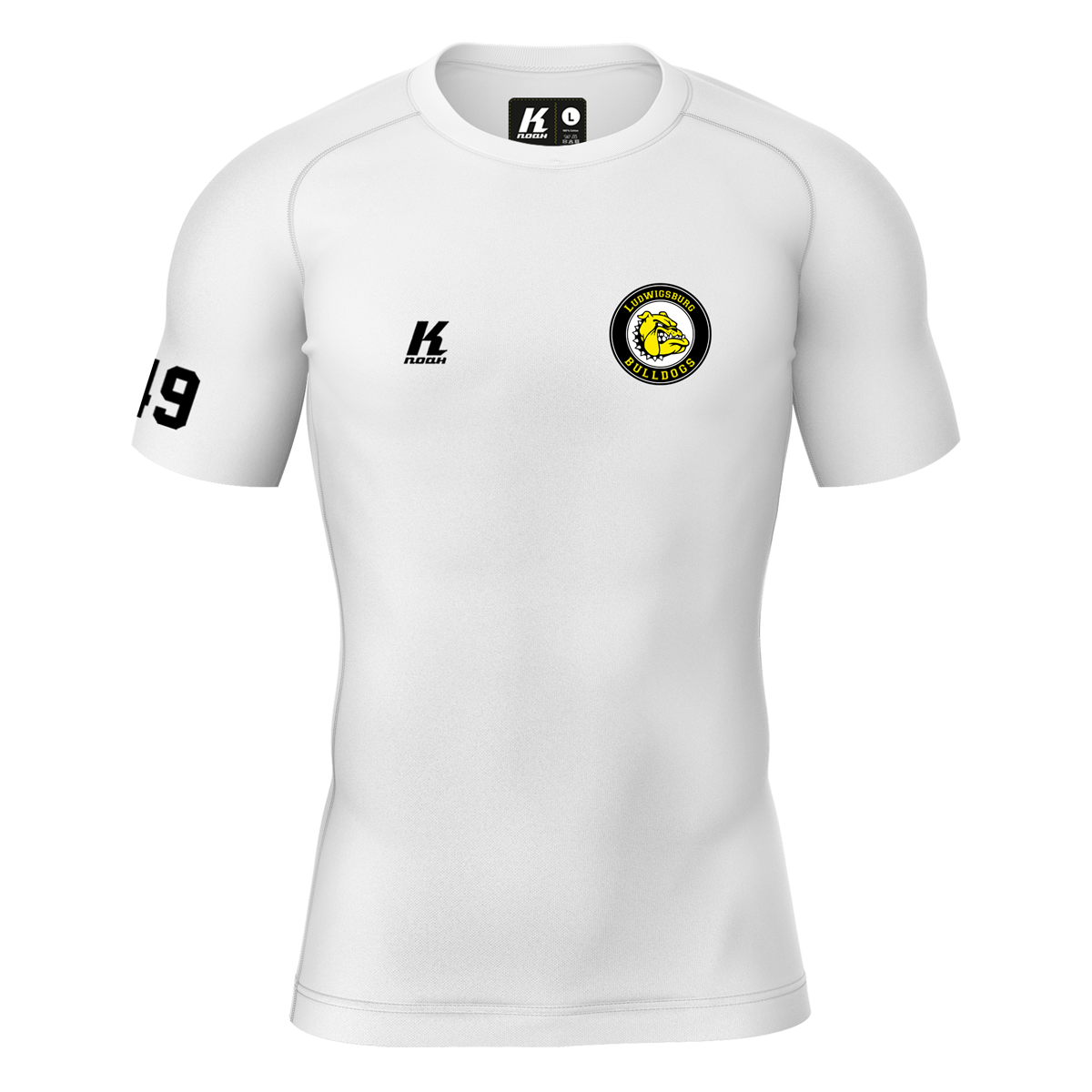 Rebels K.Tech Compression Shortsleeve Shirt white with Playernumber/Initials