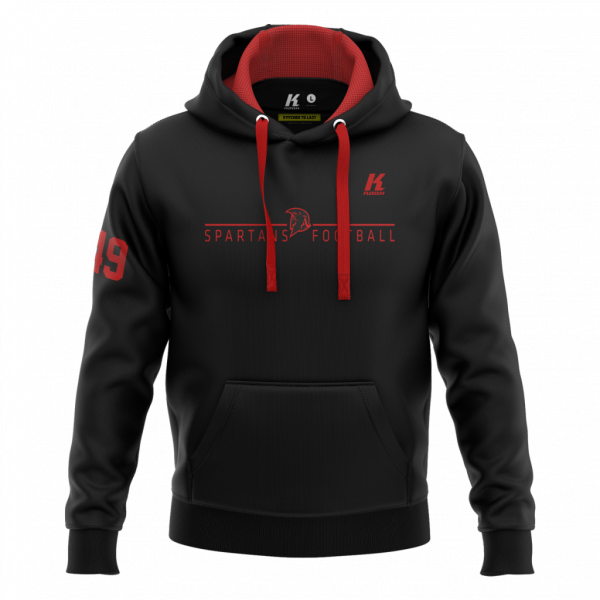 Spartans Players Varsity Hoodie black/red with Playernumber/Initials