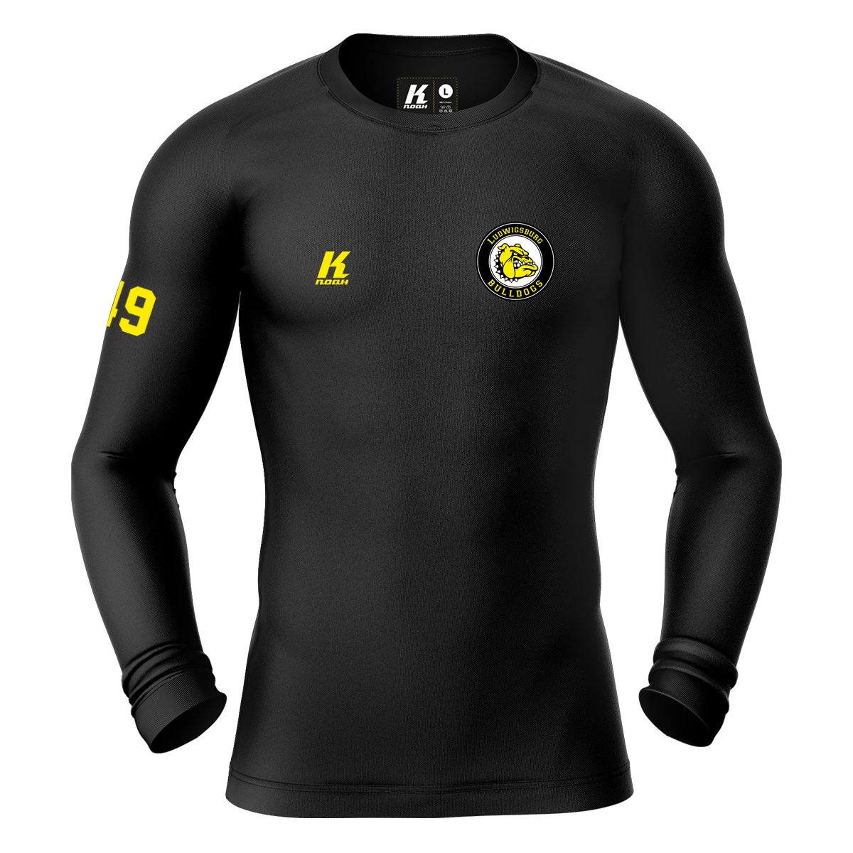 LB-Bulldogs K.Tech Compression Longsleeve Shirt black with Playernumber/Initials