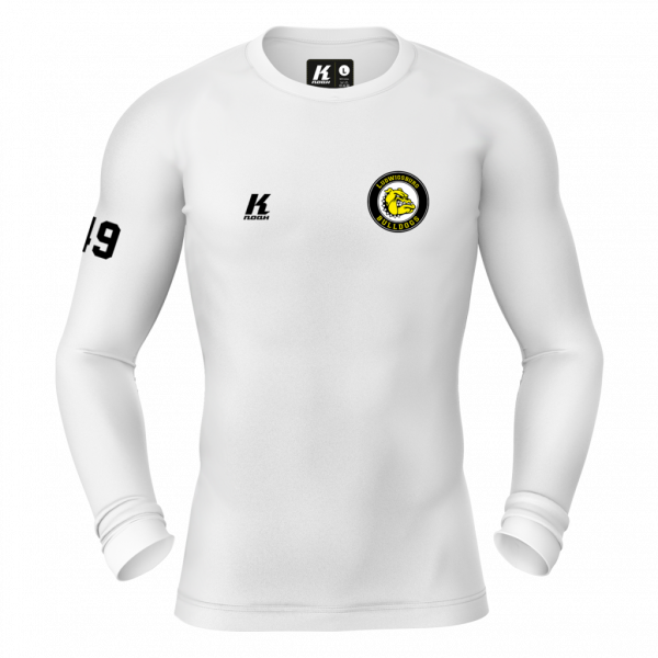 LB-Bulldogs K.Tech Compression Longsleeve Shirt white with Playernumber/Initials
