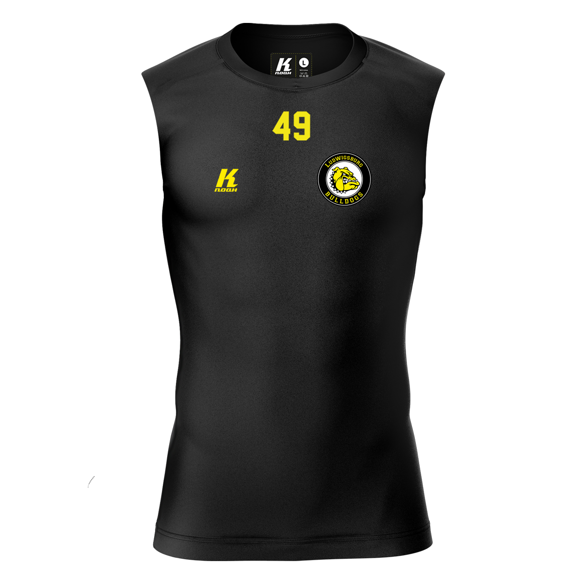 LB-Bulldogs K.Tech Compression Sleeveless Shirt black with Playernumber/Initials