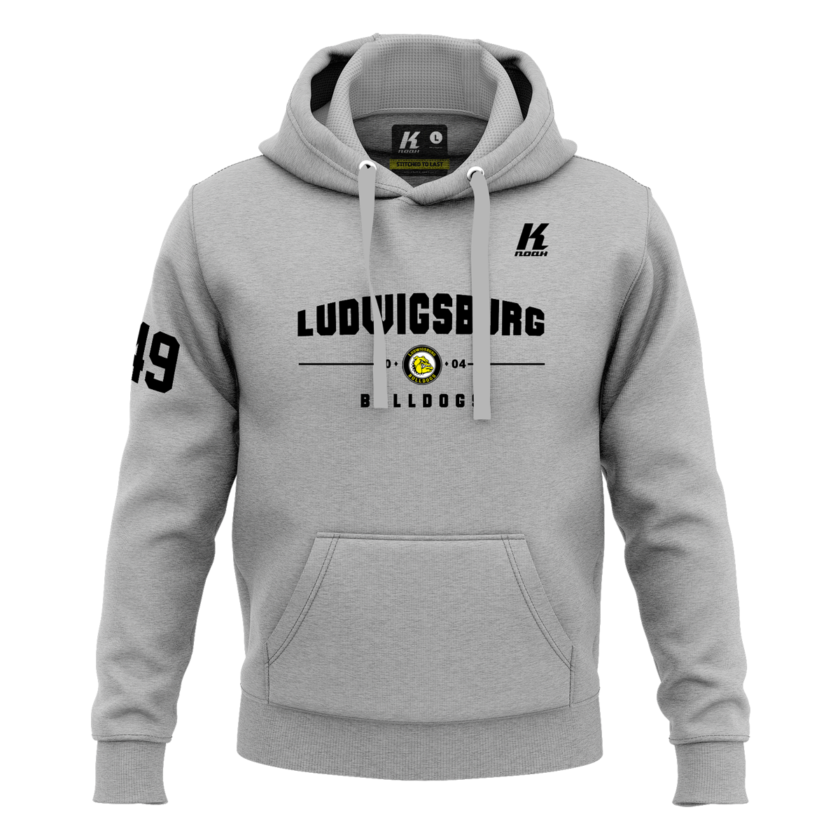 LB-Bulldogs Hoodie Basic Wordmark grey with Playernumber/Initials