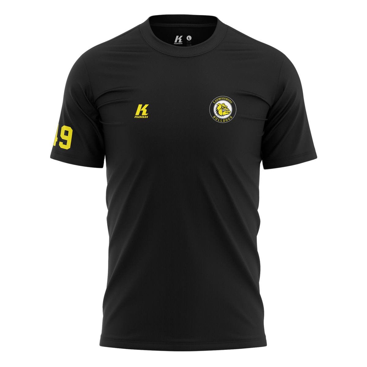 LB-Bulldogs Primary Tee black 190g. with Playernumber/Initials