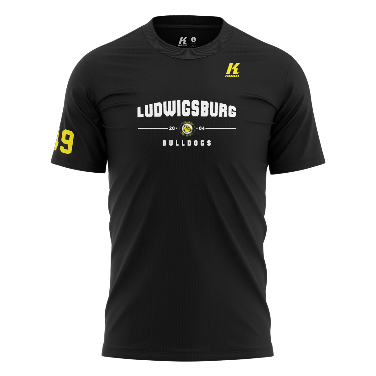 LB-Bulldogs Wordmark Tee black 190g. with Playernumber/Initials