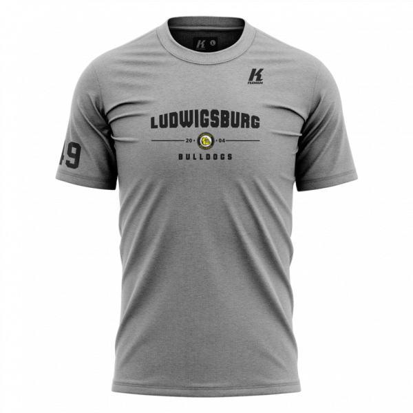 LB-Bulldogs Wordmark Tee grey 190g. with Playernumber/Initials