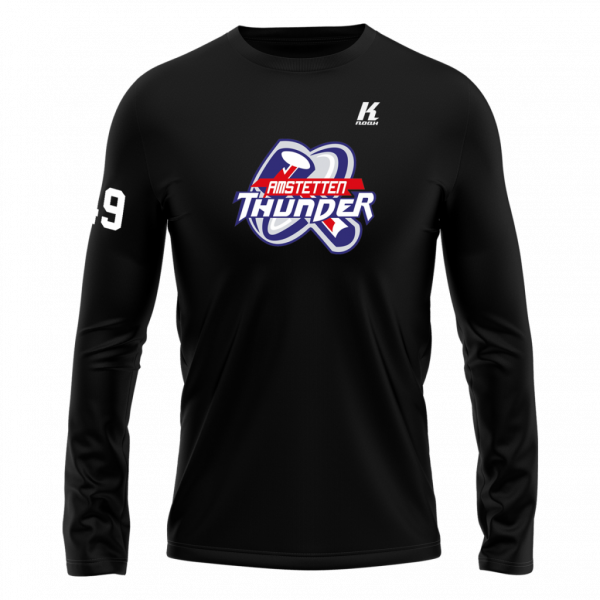 Thunder Longsleeve Cotton Tee Essential black with Playernumber/Initials
