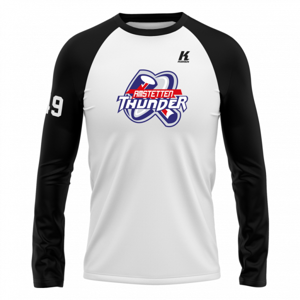 Thunder Raglan L/S Tee white/black with Playernumber/Initials