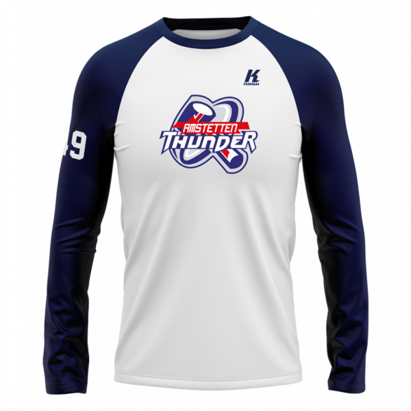Thunder Raglan L/S Tee white/navy with Playernumber/Initials