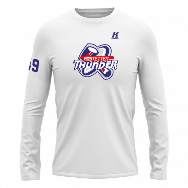 Thunder Longsleeve Cotton Tee Essential white with Playernumber/Initials