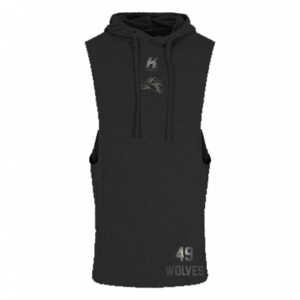 Wolves "Blackline" Sleeveless Muscle Hoodie JC053 with Playernumber or Initials