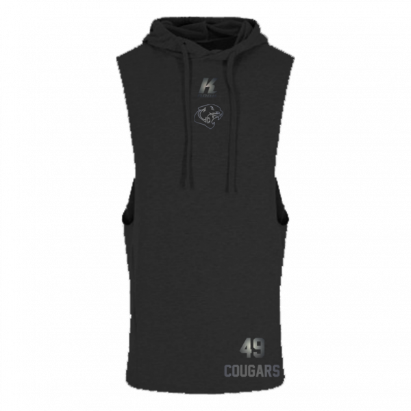 Cougars "Blackline" Sleeveless Muscle Hoodie JC053 with Playernumber or Initials