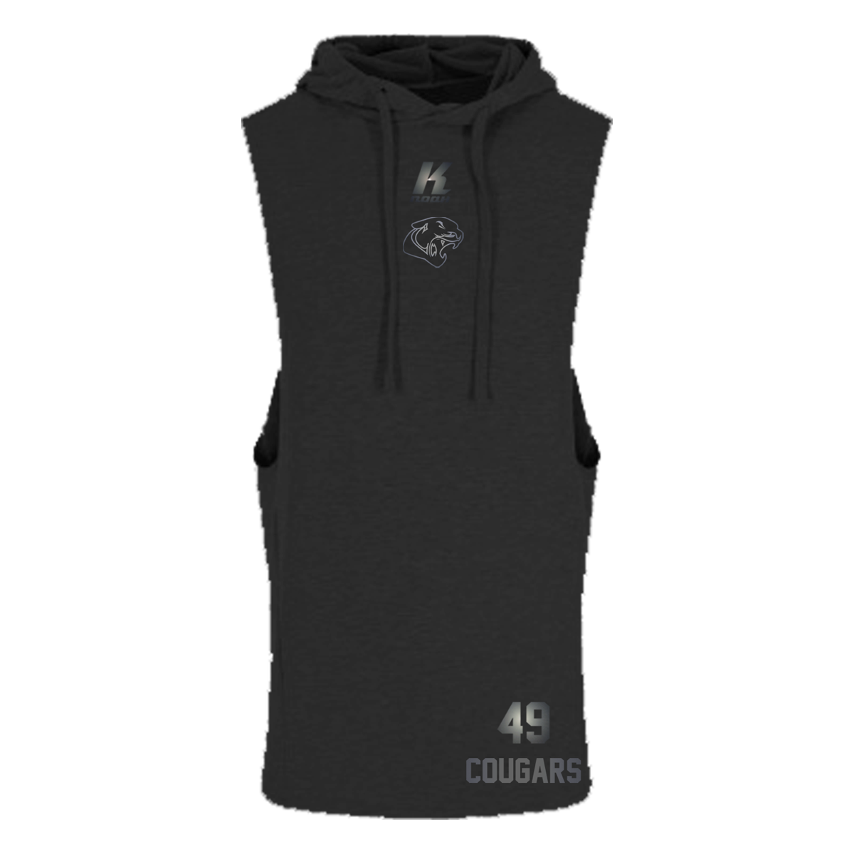 Cougars "Blackline" Sleeveless Muscle Hoodie JC053 with Playernumber or Initials