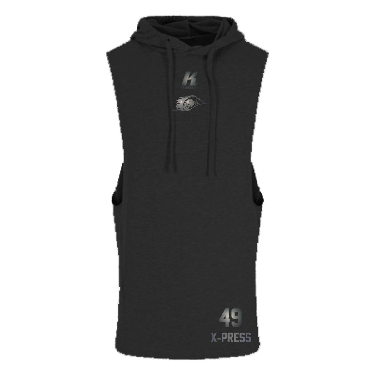 X-Press "Blackline" Sleeveless Muscle Hoodie JC053 with Playernumber or Initials