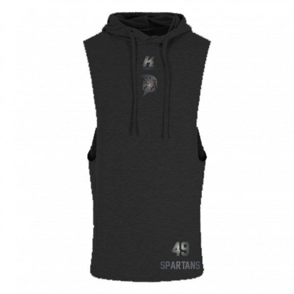 Spartans "Blackline" Sleeveless Muscle Hoodie JC053 with Playernumber or Initials