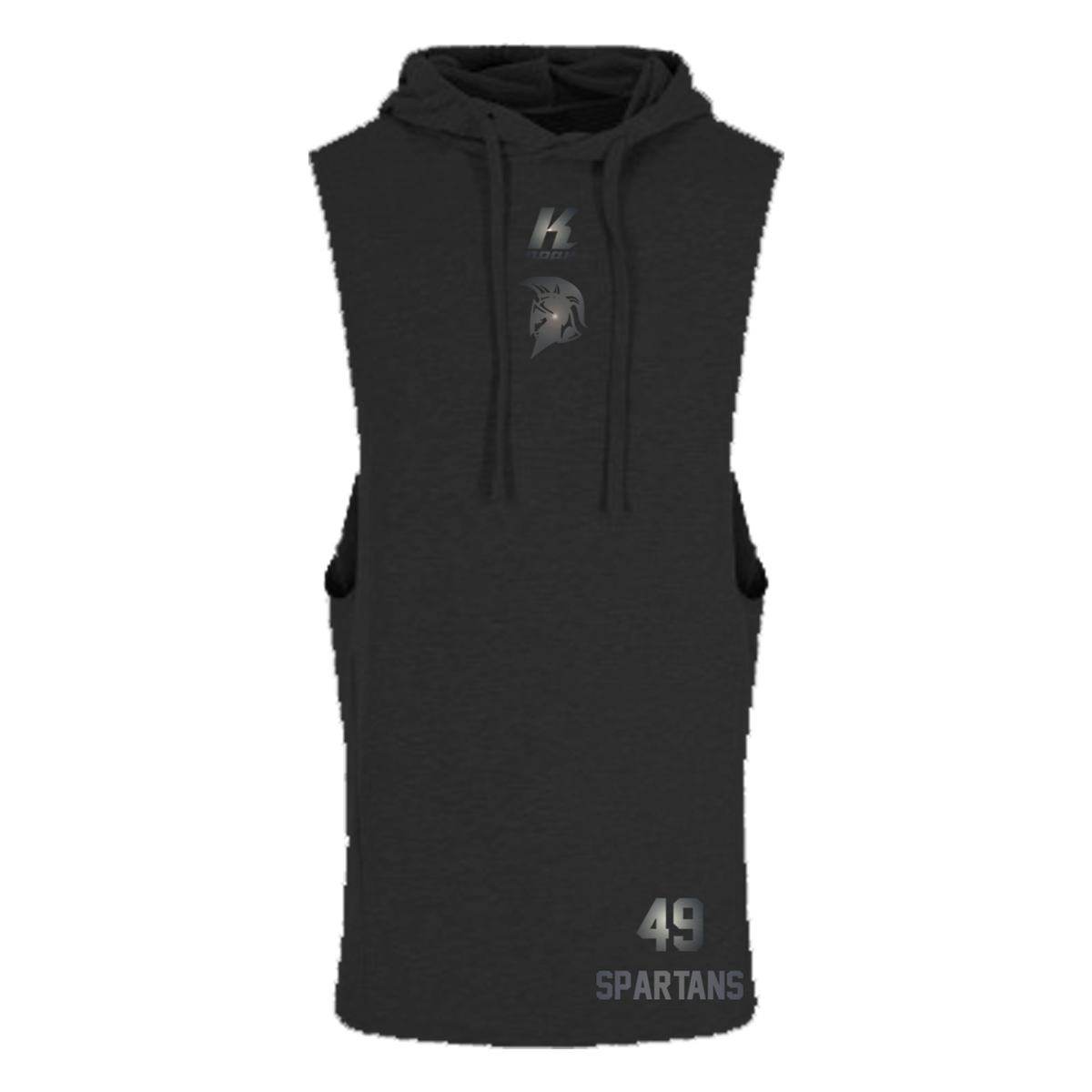 Spartans "Blackline" Sleeveless Muscle Hoodie JC053 with Playernumber or Initials