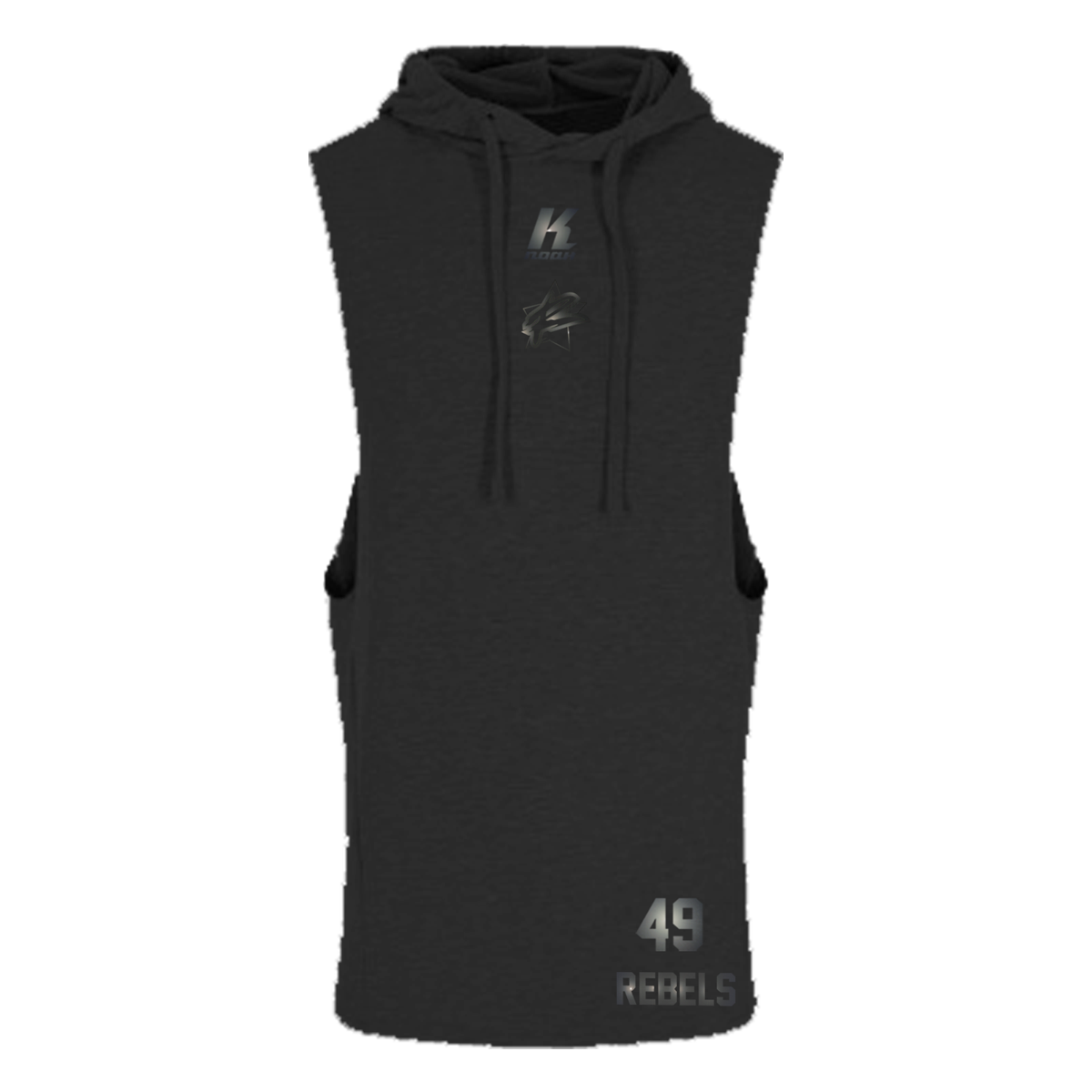Rebels "Blackline" Sleeveless Muscle Hoodie JC053 with Playernumber or Initials