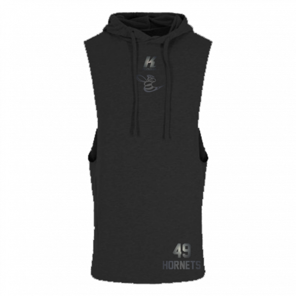 Hornets "Blackline" Sleeveless Muscle Hoodie JC053 with Playernumber or Initials