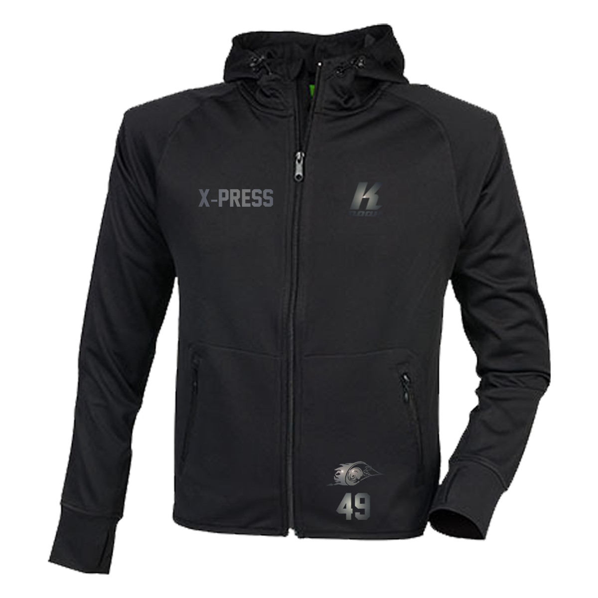 X-Press "Blackline" Zip Hoodie TL550 with Playernumber or Initials