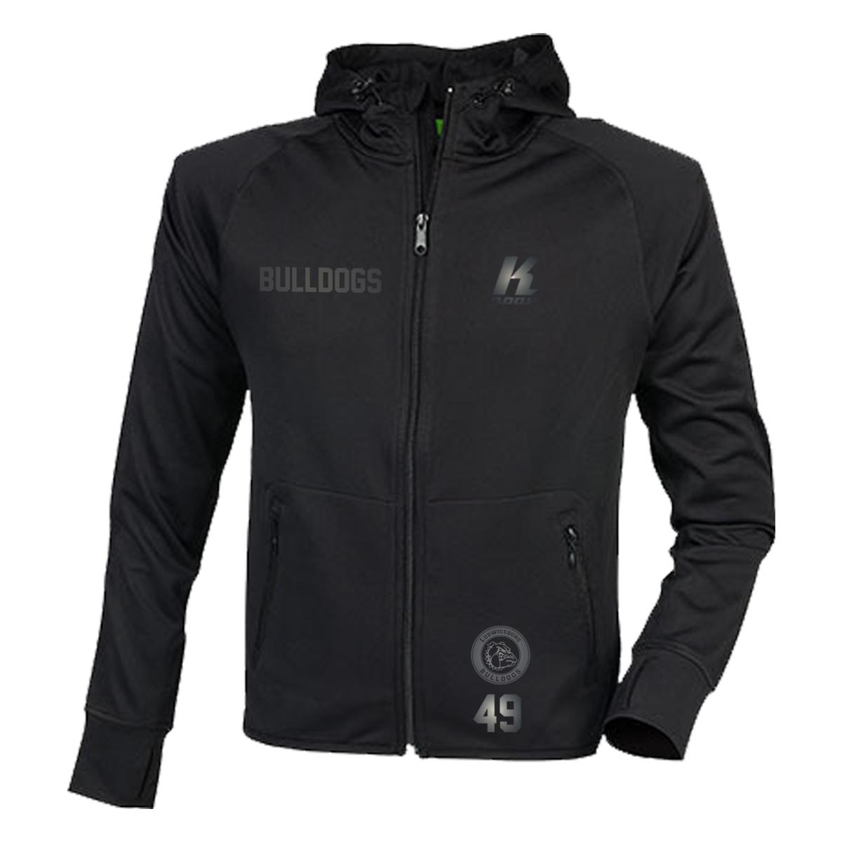 LB-Bulldogs "Blackline" Zip Hoodie TL550 with Playernumber or Initials