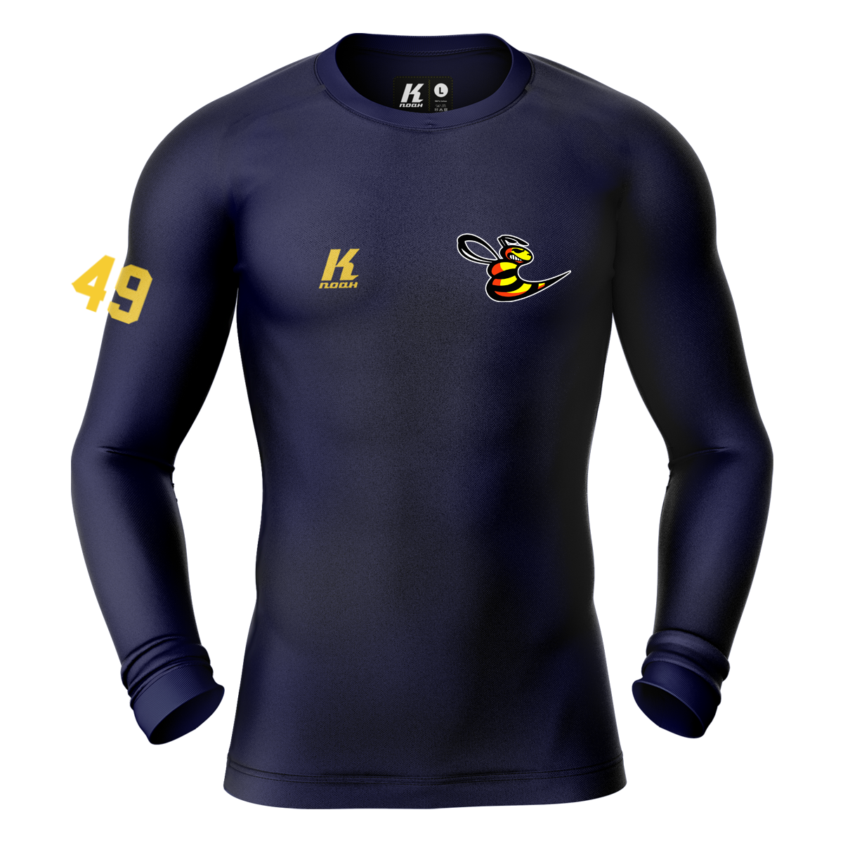 Hornets K.Tech Compression Longsleeve Shirt navy with Playernumber/Initials
