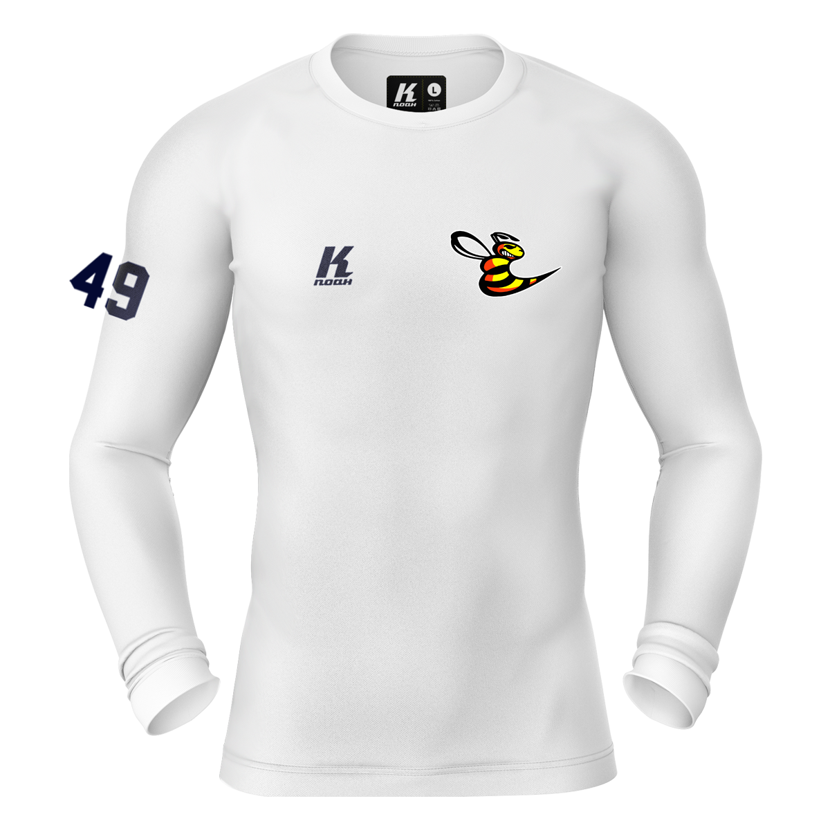 Hornets K.Tech Compression Longsleeve Shirt white with Playernumber/Initials