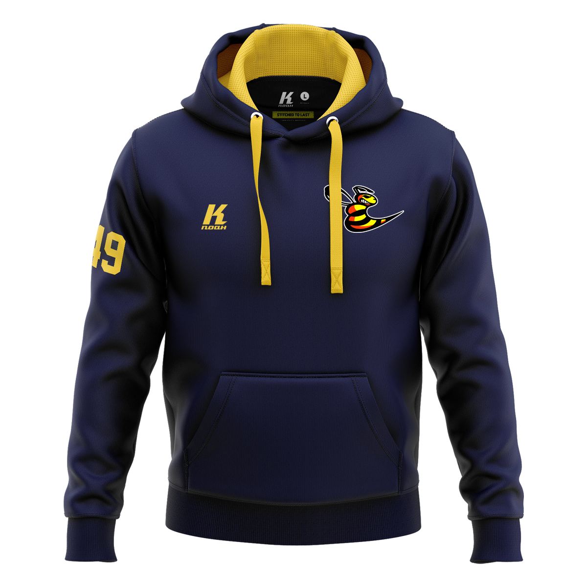 Hornets Varsity Hoodie Primary navy with Playernumber/Initials
