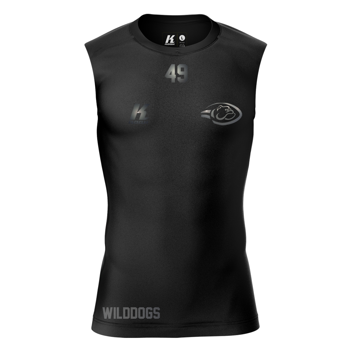 Wilddogs "Blackline" K.Tech Compression Sleeveless Shirt with Playernumber/Initials