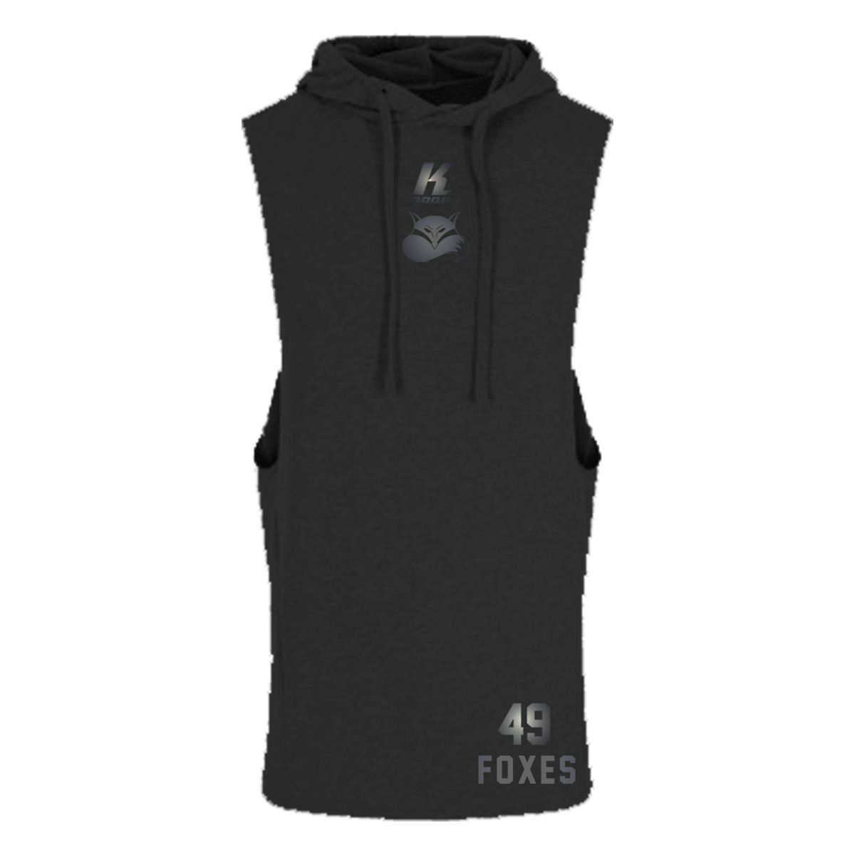 Foxes "Blackline" Sleeveless Muscle Hoodie JC053 with Playernumber or Initials