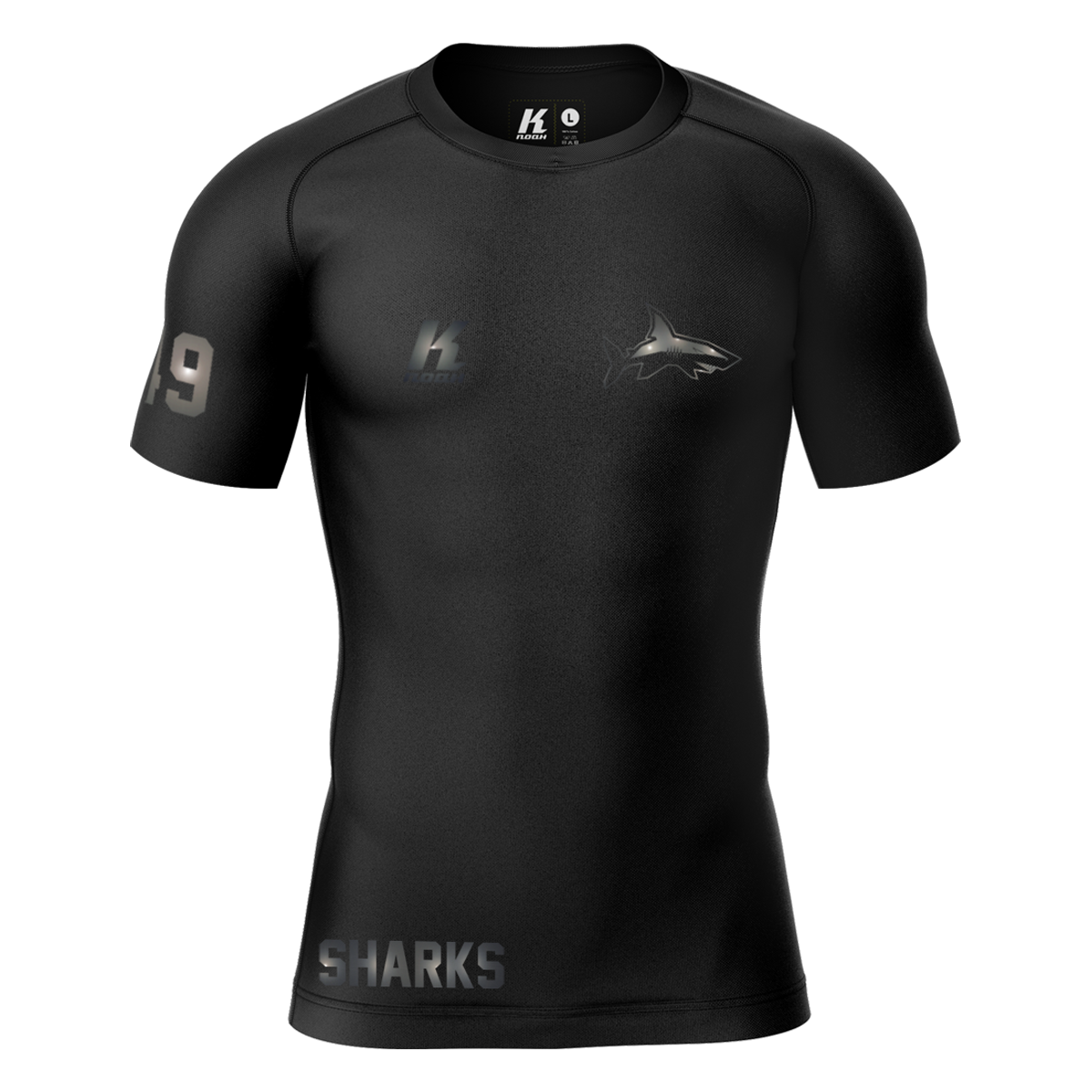 Sharks "Blackline" K.Tech Compression Shortsleeve Shirt with Playernumber/Initials