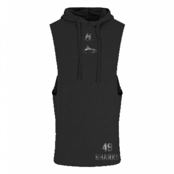Sharks "Blackline" Sleeveless Muscle Hoodie JC053 with Playernumber or Initials