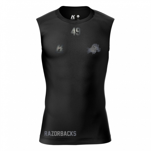 Razorbacks "Blackline" K.Tech Compression Sleeveless Shirt with Playernumber/Initials