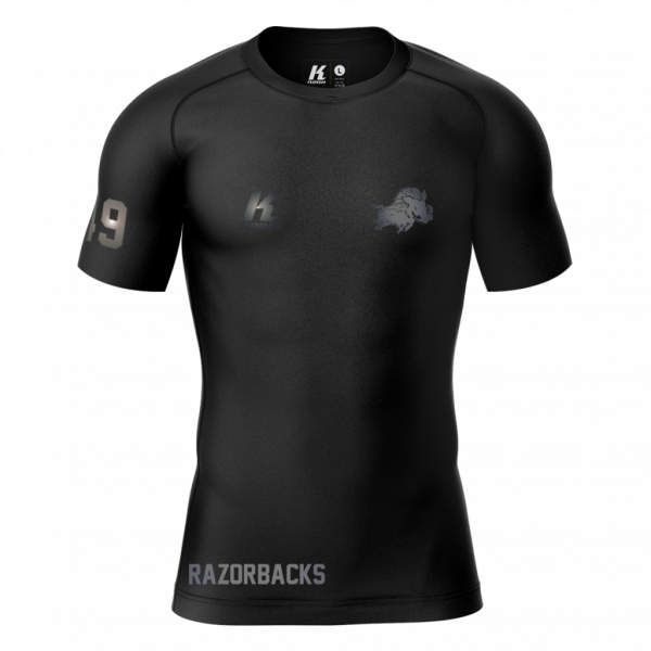 Razorbacks "Blackline" K.Tech Compression Shortsleeve Shirt with Playernumber/Initials