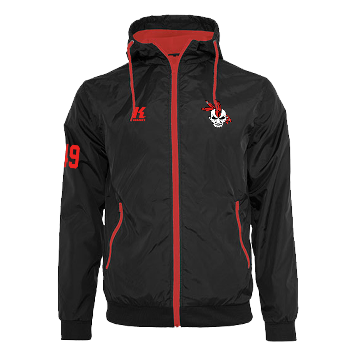 Warriors Windrunner Jacket black/red with Playernumber/Initials