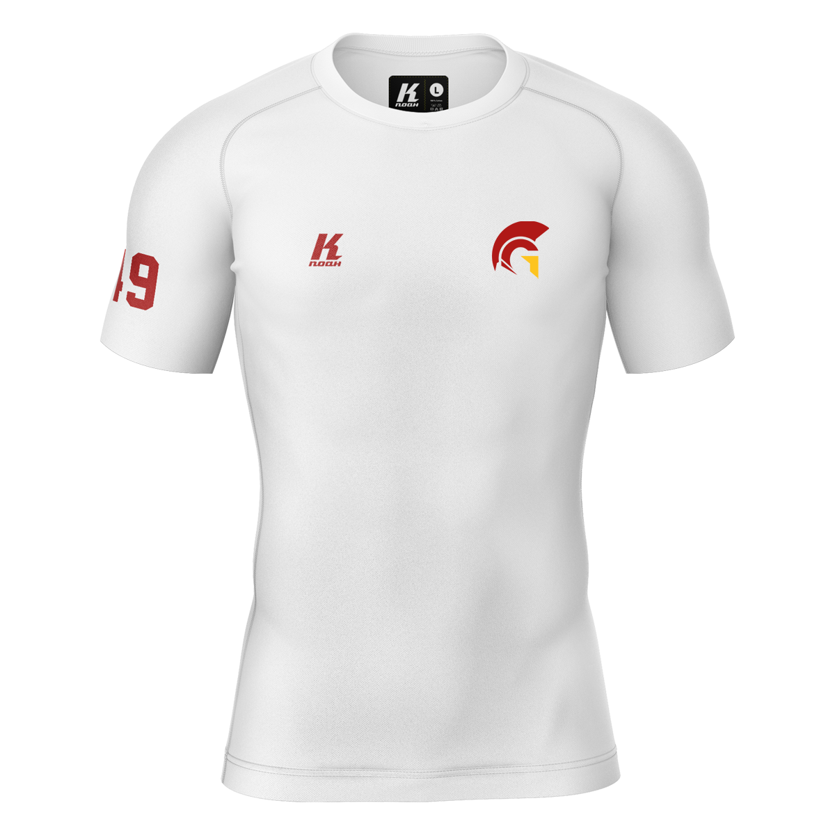 Gladiators K.Tech Compression Shortsleeve Shirt white with Playernumber/Initials