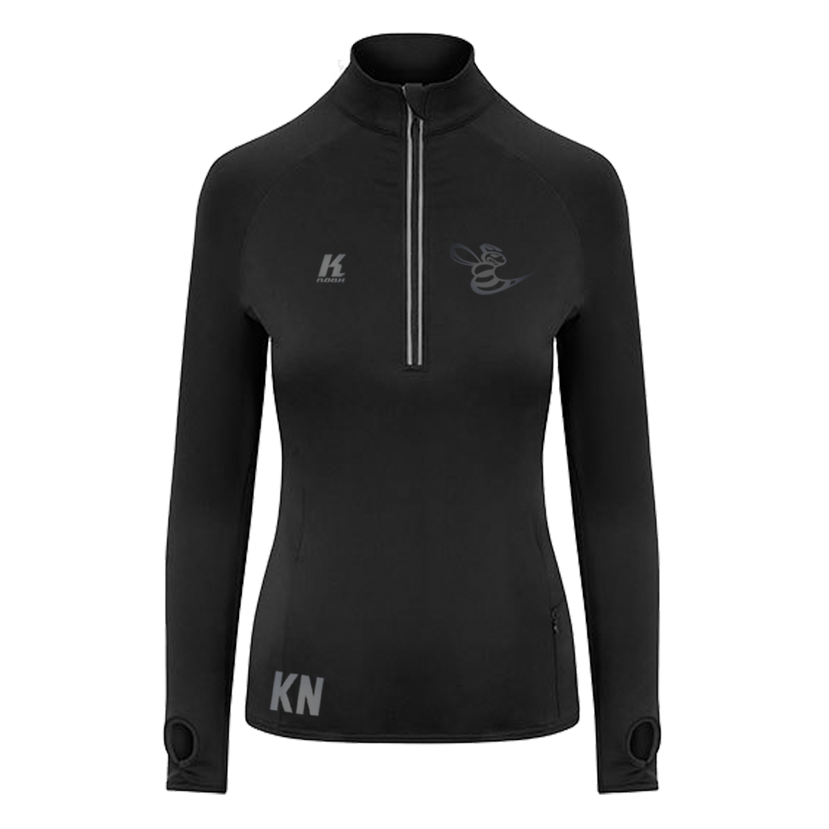 Hornets "Blackline" Womens Cool Flex 1/2 Zip Top with Initials/Playernumber