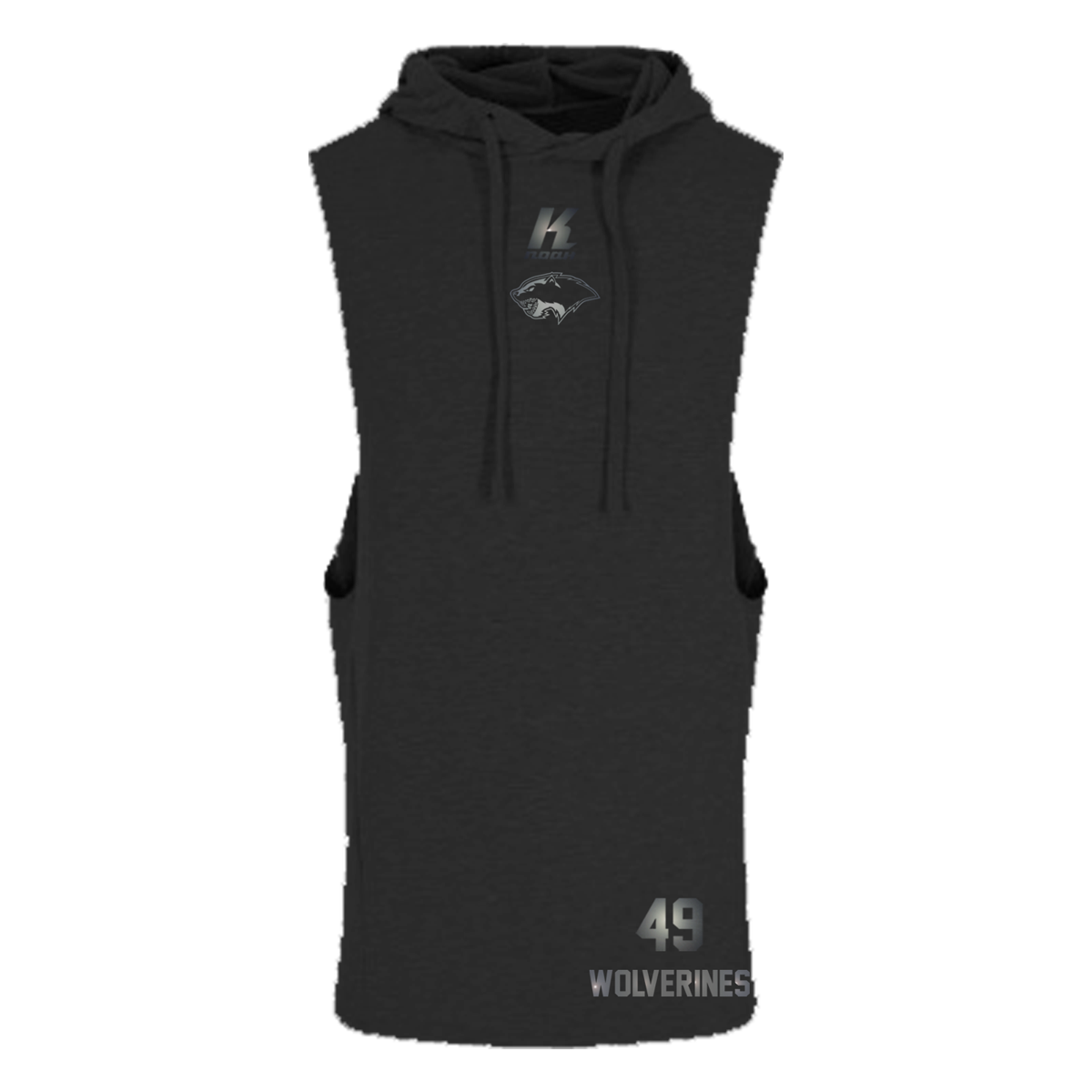 Wolverines "Blackline" Sleeveless Muscle Hoodie JC053 with Playernumber or Initials