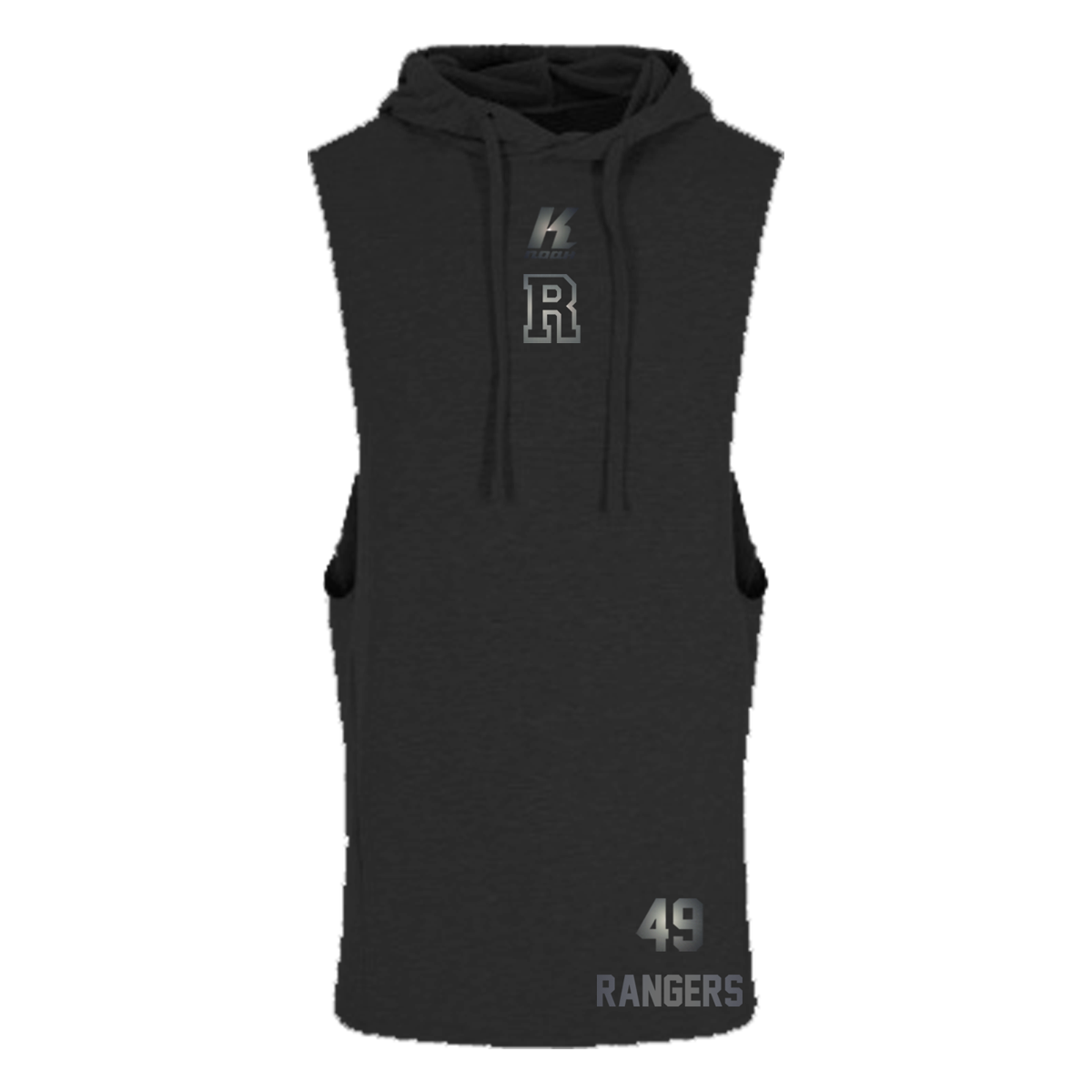 Rangers "Blackline" Sleeveless Muscle Hoodie JC053 with Playernumber or Initials