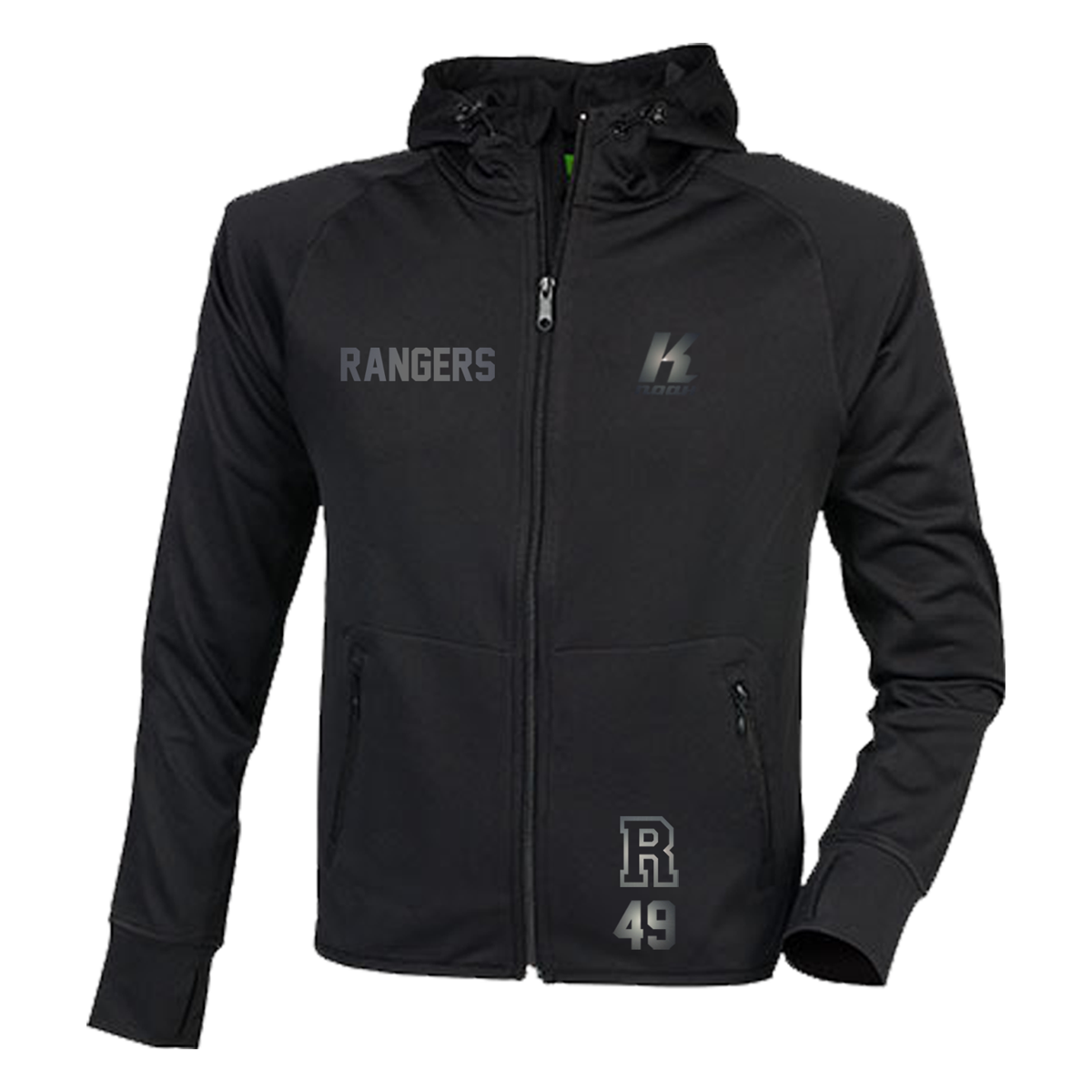 Rangers "Blackline" Zip Hoodie TL550 with Playernumber or Initials