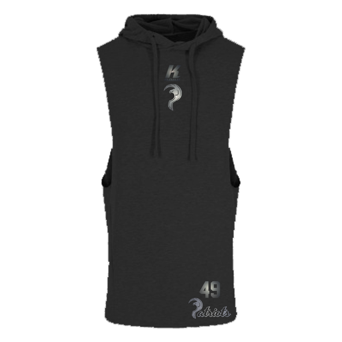 Patriots "Blackline" Sleeveless Muscle Hoodie JC053 with Playernumber or Initials