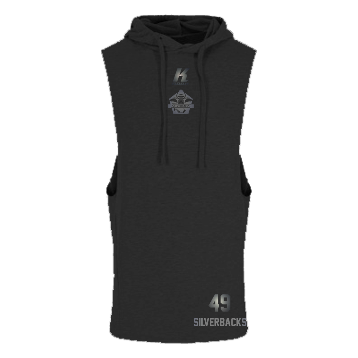 Silverbacks "Blackline" Sleeveless Muscle Hoodie JC053 with Playernumber or Initials