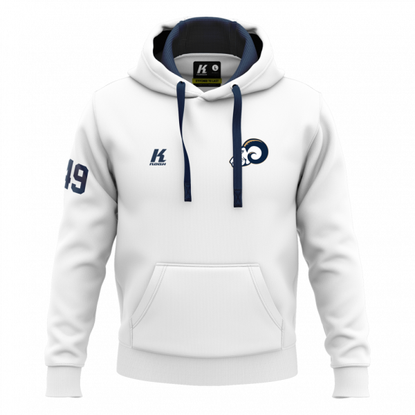 Rams Varsity Hoodie Primary White with Playernumber/Initials