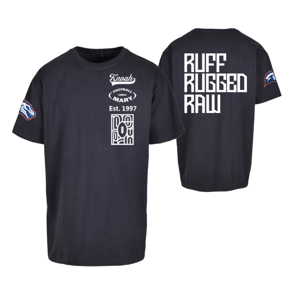 Eindhoven Raptors Fan Footballmary Oversize Tee "Ruff, Rugged, Raw"